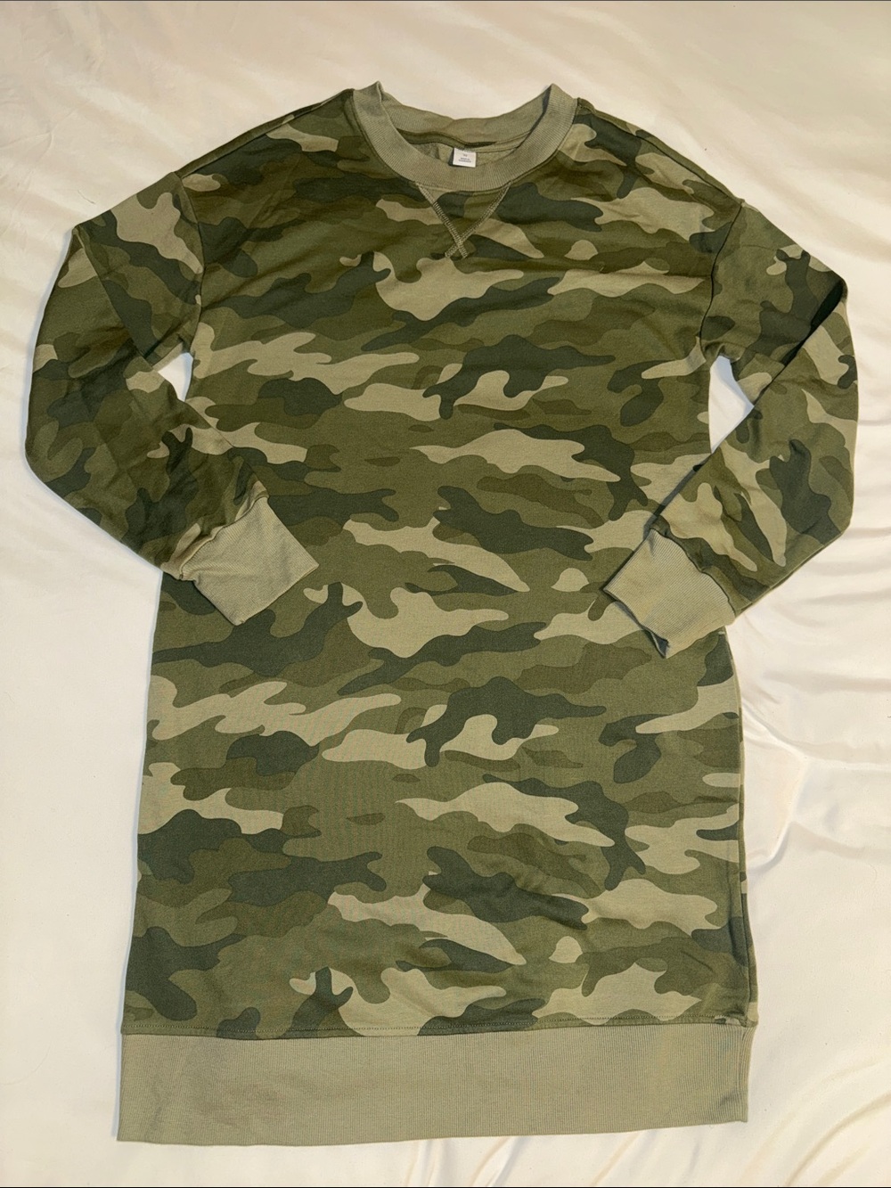 Old Navy Women’s Green Camo Sweatshirt Dress